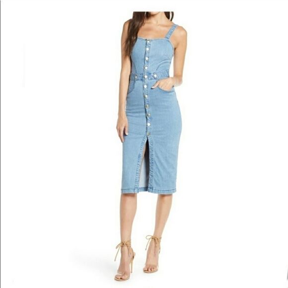 Finders Keepers Mia Snap Front Denim Midi Dress - Picture 8 of 8